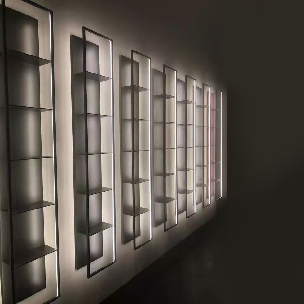 Wall Mount Floating Shelves Living Room 5 Tier Shelf with LED Lights