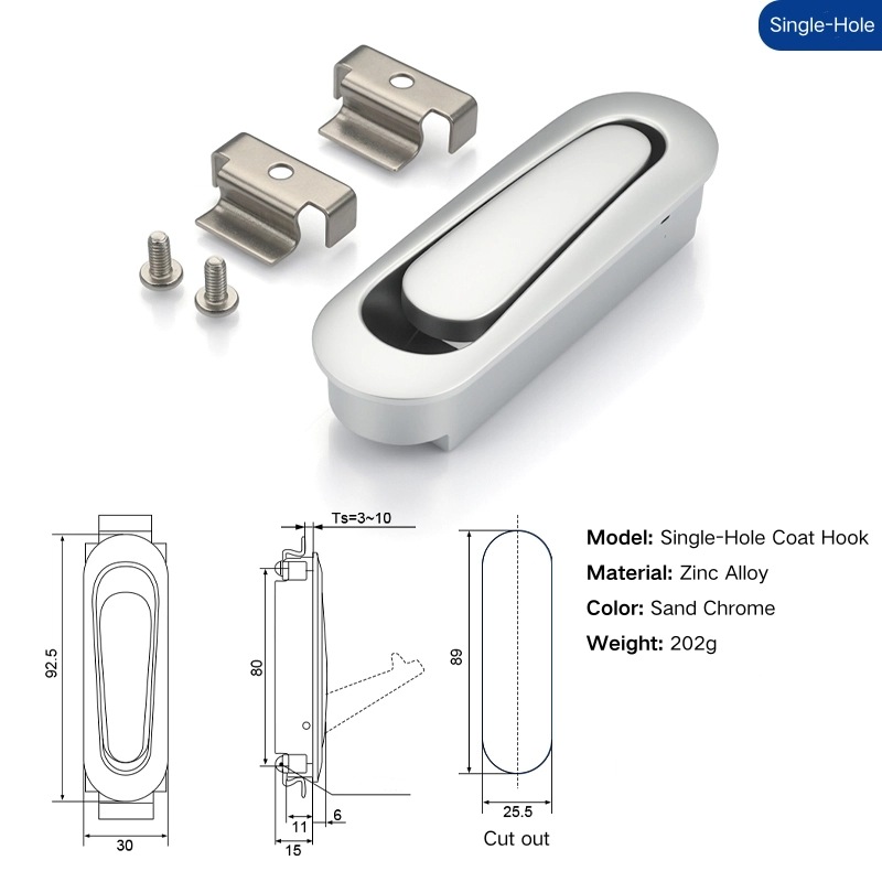 Zinc Alloy Wall Mounted Coat Hook for High Speed Train Cabins