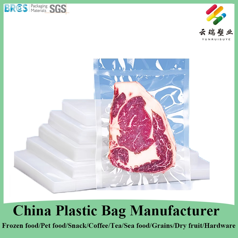 China Plastic Food Packaging Manufacturer Nylon Transparent Resealable Sous Vide Laminated Seafood Meat Frozen Fresh Food Vacuum Seal Sealer Storage Bag