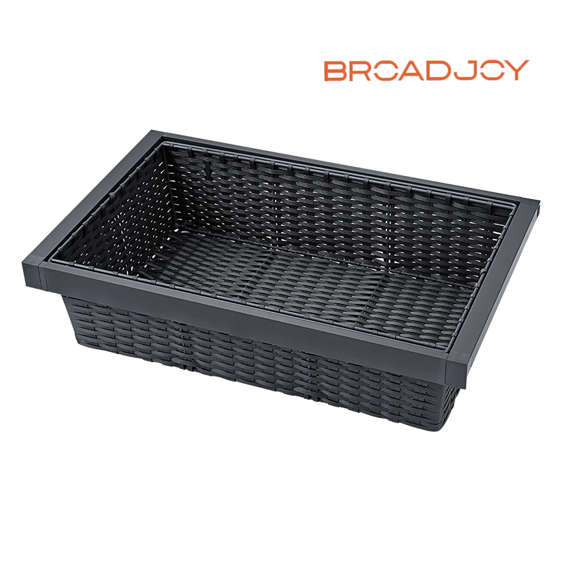 Wardrobe Storage Basket Damped Closet Slide out Basket Soft Close Metal Leather Storage Rack Furniture Cabinet Clothes Organizer