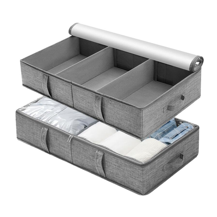 Foldable Under Bed Storage Container Closet Organizer for Blankets Towels with Handle
