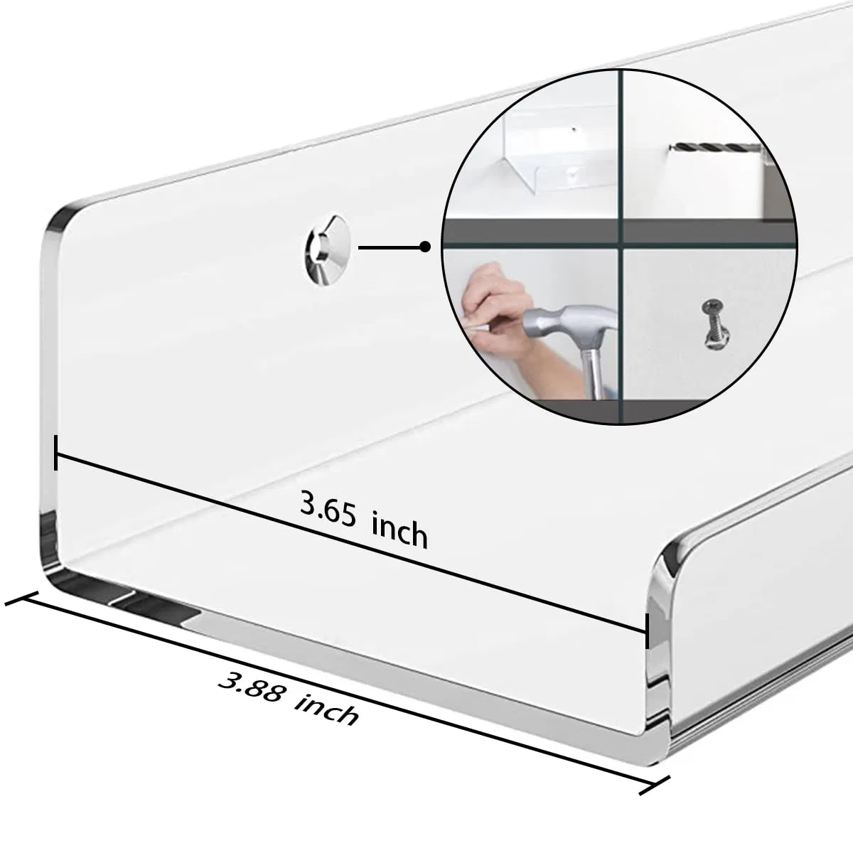 Clear Acrylic Floating Shelf for Bathroom and Home Decor