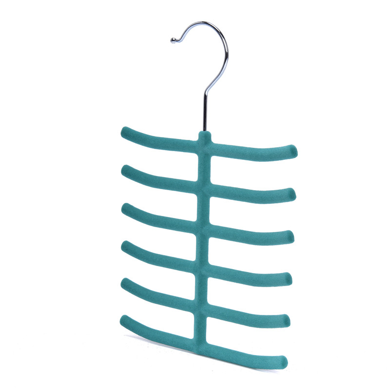 Cheap Plastic Coat Garment Hanger Velvet Flock Tie Belt Hanger for Saving Space