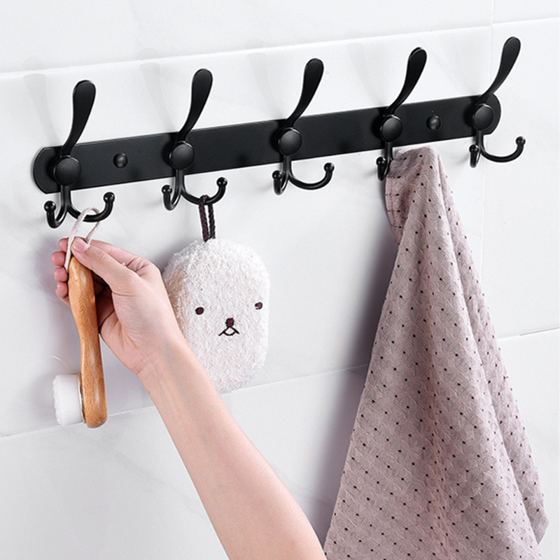 Wall Mounted Stainless Steel Coat Hook Rail Multi-Purpose Heavy Duty Clothes Towel Hook Rack for Bathroom Bedroom Hats Keys Bags