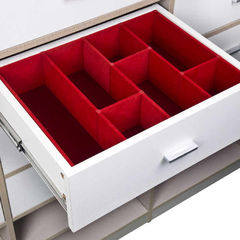 DIY Velvet Finished Drawer Divider in Red Color for Closet Vanity Drawers