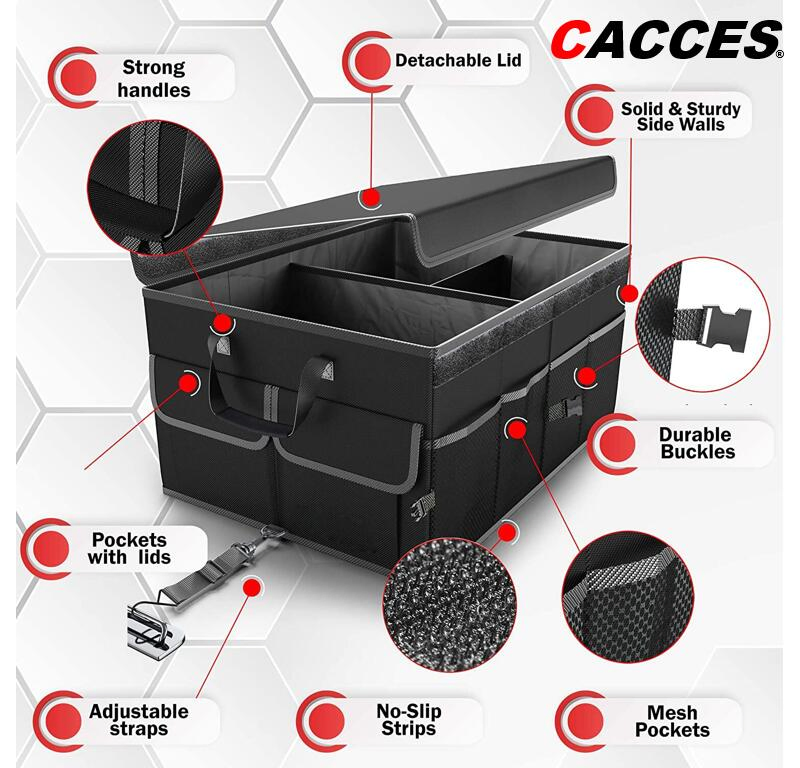 Car Boot Storage Organizer Boot Storage Box Heavy Duty Collapsible Multi Compartment Trunk Storage Organiser Waterproof Portable Trunk Organiser for Cars