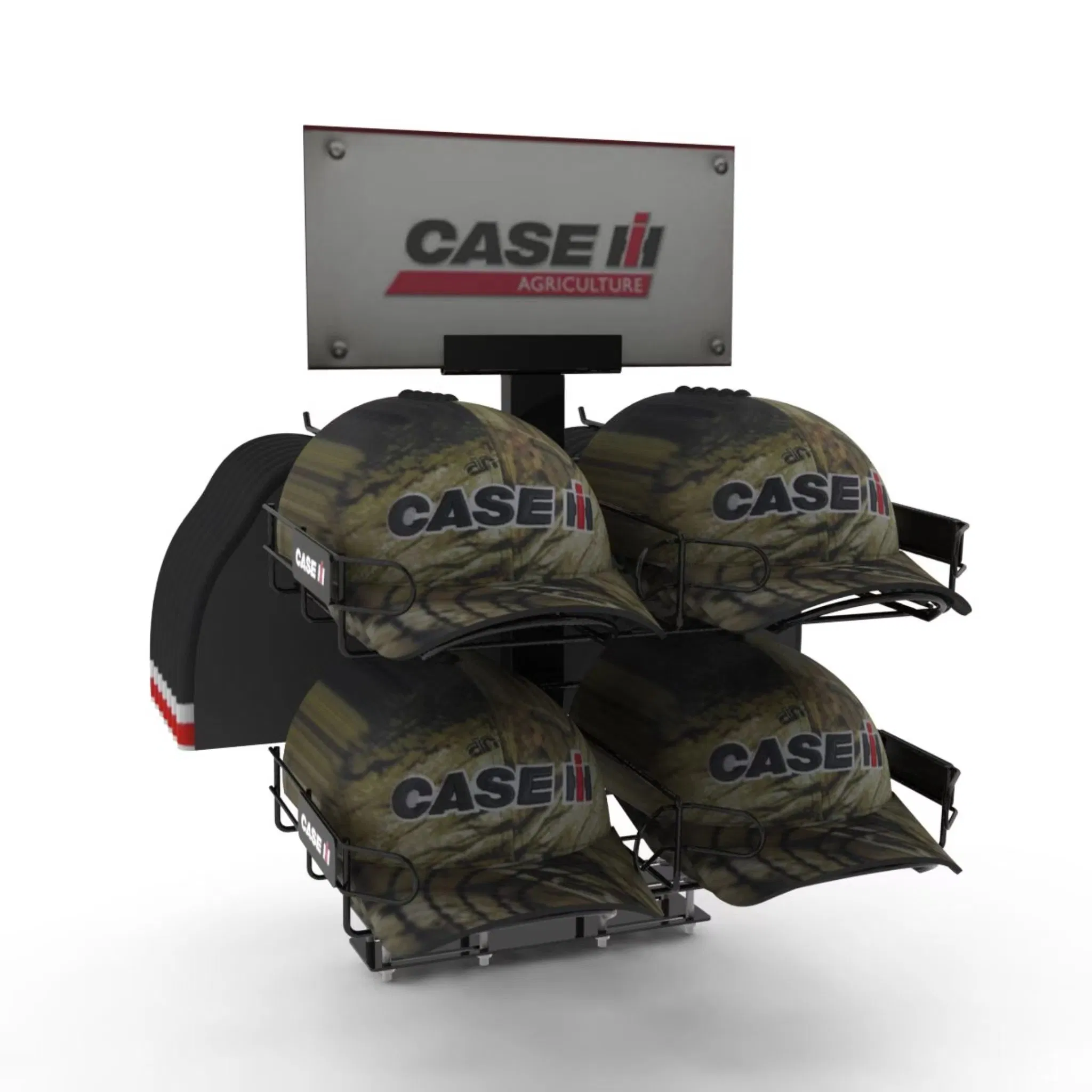 Customized Supermarket Metal Rotating Floor Hat Cap Beanie Display Shelf Stand Rack