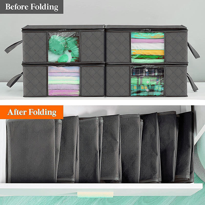 Soft Durable Material with Reinforced Seams &amp; Double Handles Foldable Under Bed Storage Containers