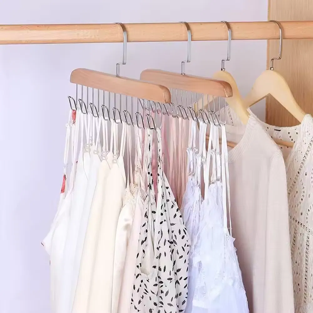 Space Saving Shiyong Heavy Duty Wooden Tie Hanger Belt Hanger with 8hooks