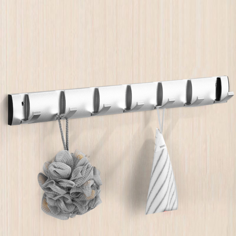 Self Adhesive Stainless Wall Mounted Hanger 6 Hooks Sticker and Loop Hook Lock Mortise Metal Door Lock for Security Bathroom Accessory Set