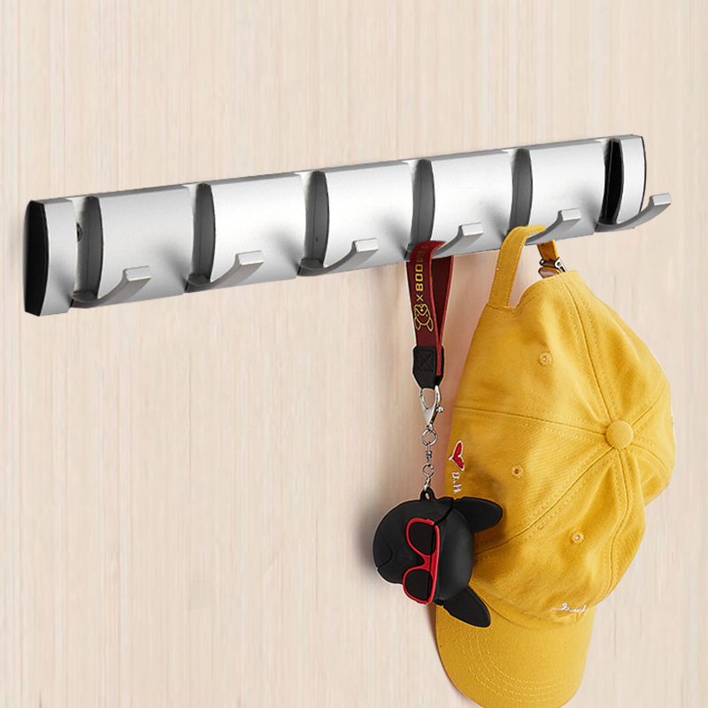 Self Adhesive Stainless Wall Mounted Hanger 6 Hooks Sticker and Loop Hook Lock Mortise Metal Door Lock for Security Bathroom Accessory Set
