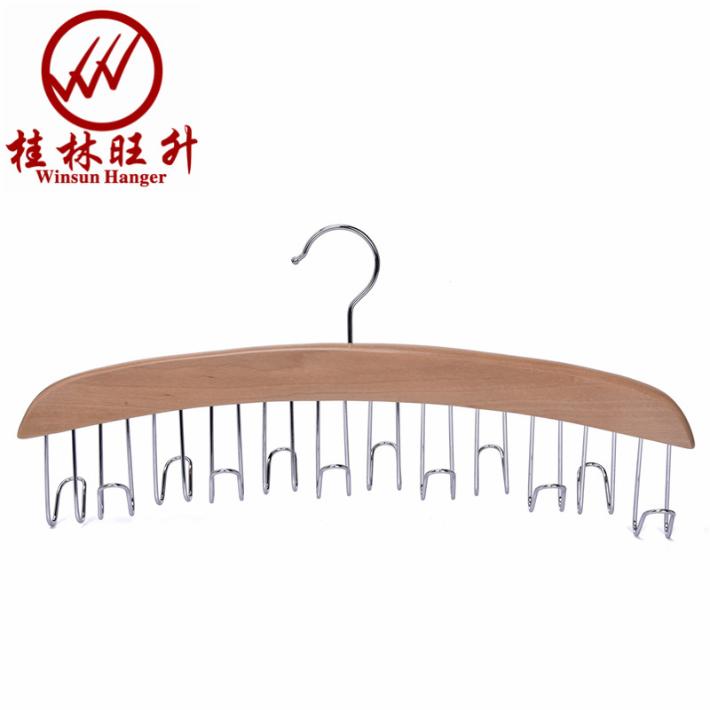 Space Saving Wooden Clothes Hanger with Metal Hooks Hanger for Tie Belts and Scarfs