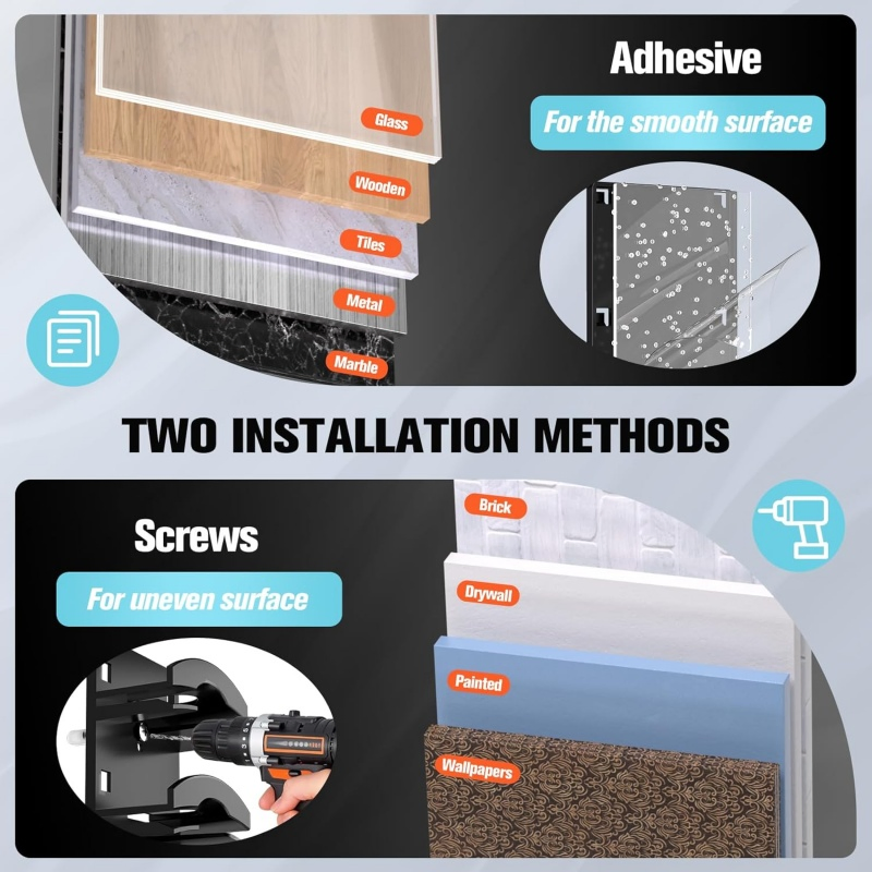 Black 2pack Strong Adhesive Wall Door Hat Organizer for Baseball Caps