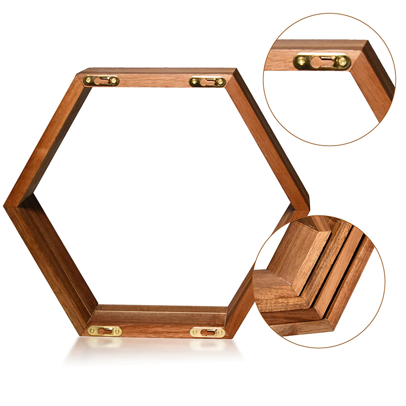 Wooden Wall Hexagon Floating Wall Mounted Storage Honeycomb Racks Shelves for Decor