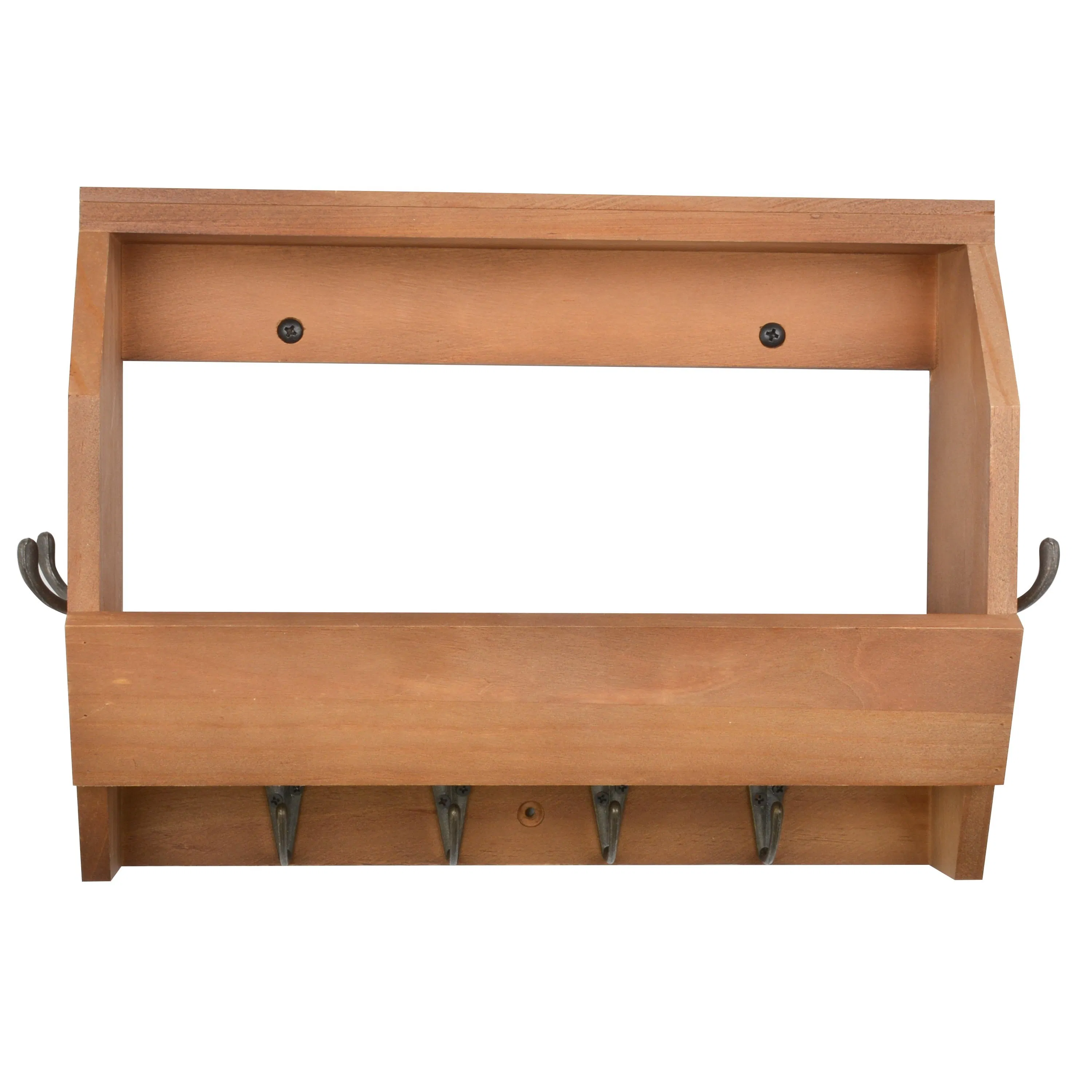 Wall Mounted Wooden Hanging Coat Hooks Walnut Storage Rack Floating Shelf for Livingroom Kitchen