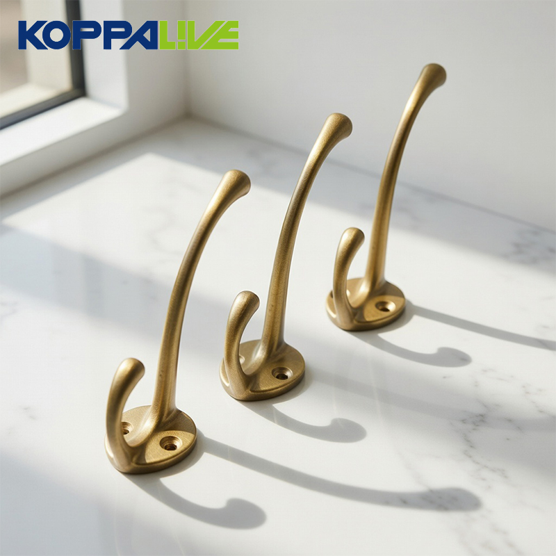 Koppalive Brass Coat Hooks Rustic Style Door Mount Hanger for Clothes, Hats Bathroom &amp; Wardrobe Wall Mounted Double Hook
