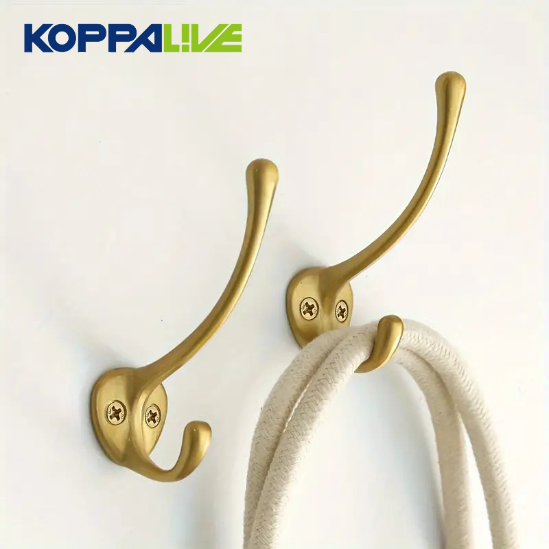 Koppalive Brass Coat Hooks Rustic Style Door Mount Hanger for Clothes, Hats Bathroom &amp; Wardrobe Wall Mounted Double Hook