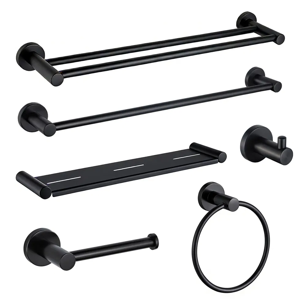 Black Stainless Steel Bathroom Hook Wall Mounted Towel Holder Premium Sanitary Fitting
