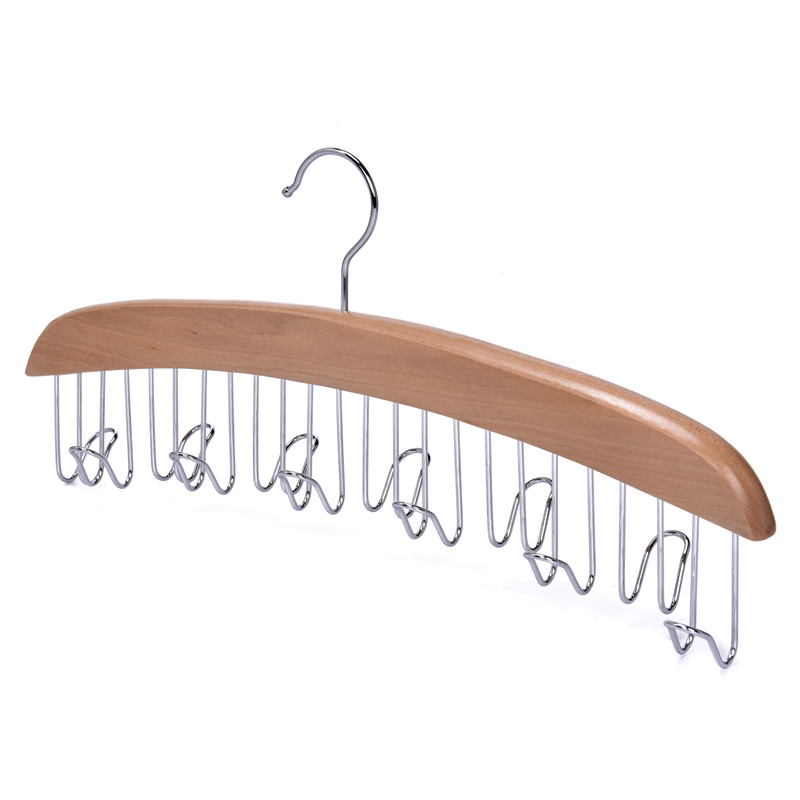 Space Saving Wooden Clothes Hanger with Metal Hooks Hanger for Tie Belts and Scarfs
