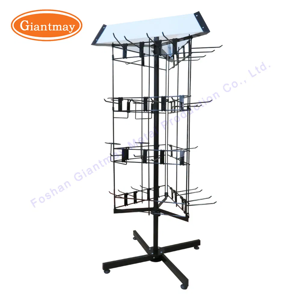 3 Sided Triangle Metal Wire Spinner Rotating Shoes and Hats Floor Display Rack