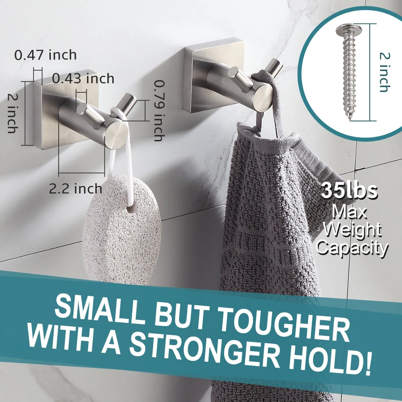 Hotel Brushed Nickel Wall Mounted Clothes Hook Stainless Steel Bathrobe Towel Hook