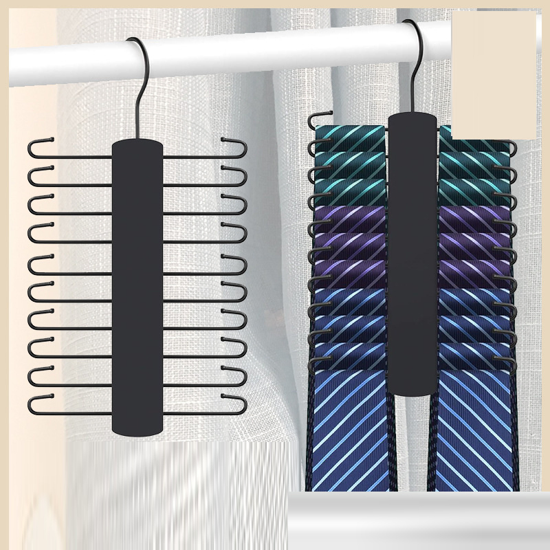 Boutique-Grade Tie Organizer - Solid Wood for High-End Menswear Stores Belt Hanger