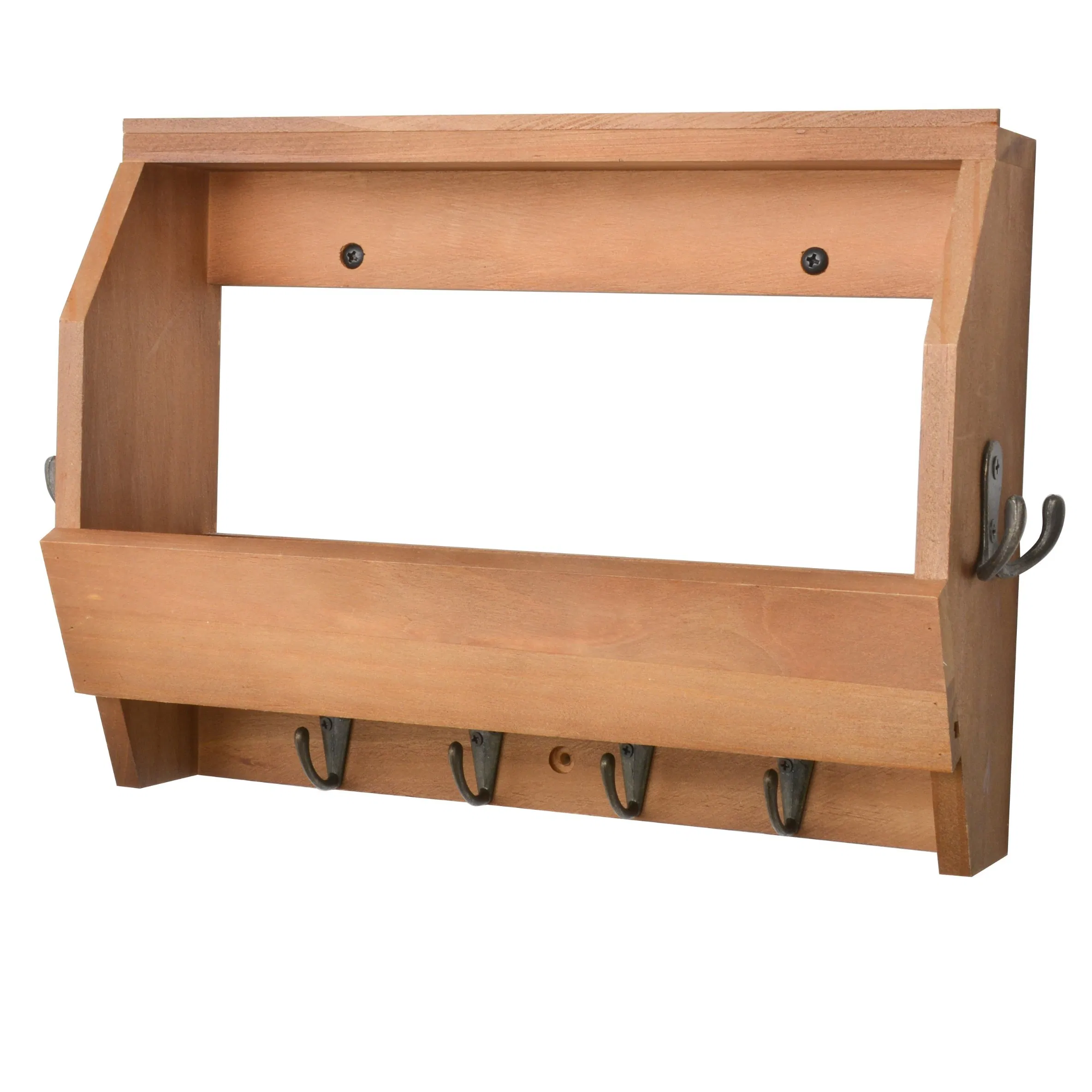 Wall Mounted Wooden Hanging Coat Hooks Walnut Storage Rack Floating Shelf for Livingroom Kitchen