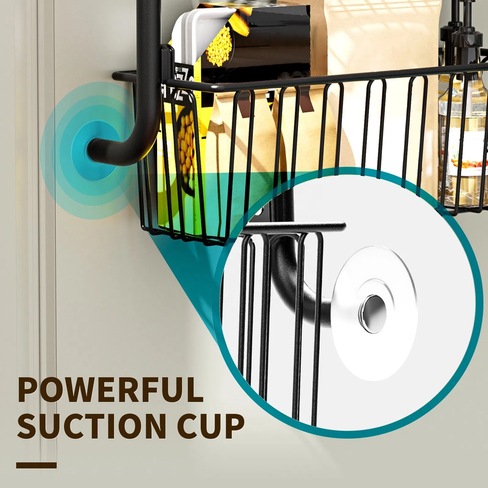 Adjustable Multi-Layer Punchless Storage Basket on Door for Bathroom and Kitchen Home Organizer