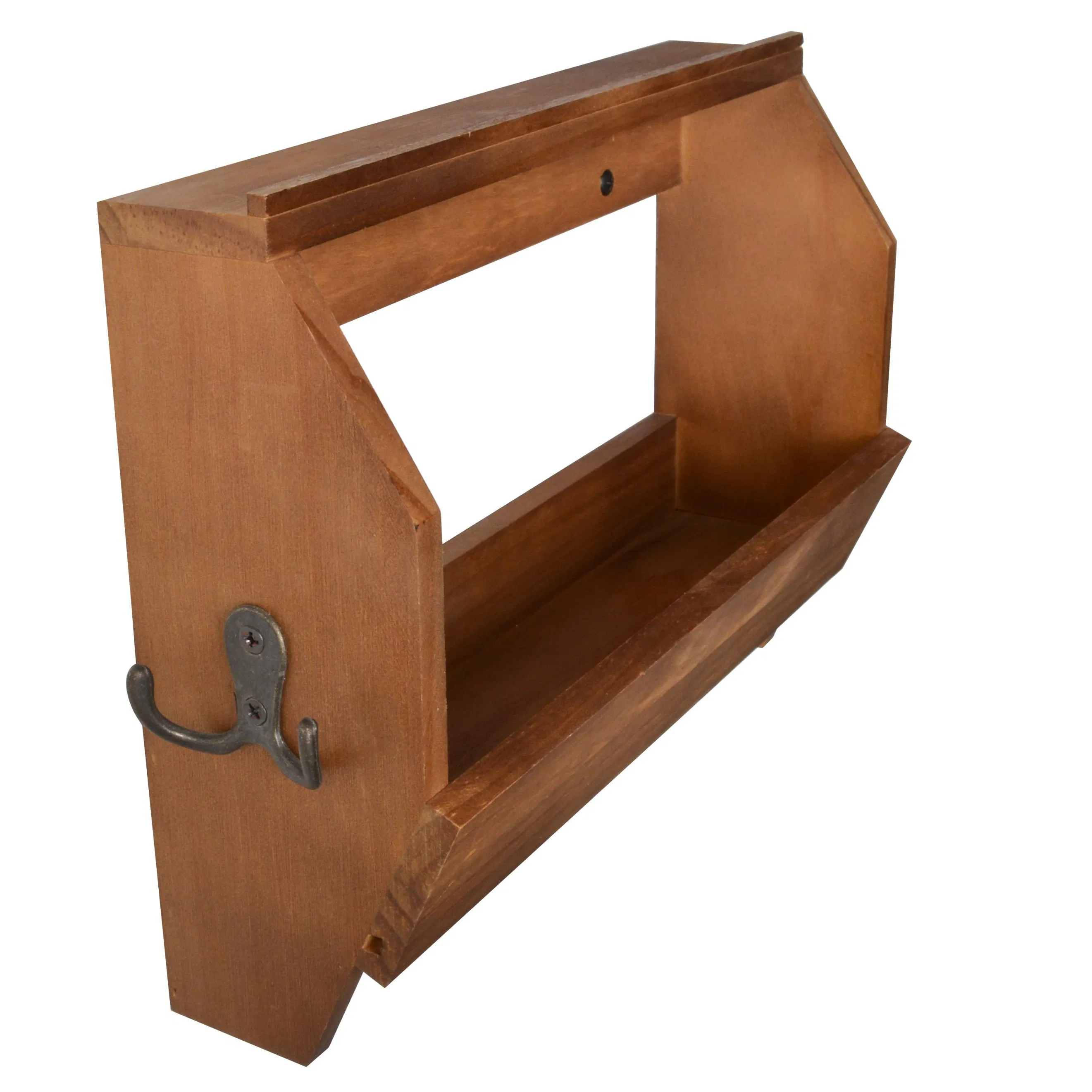 Wall Mounted Wooden Hanging Coat Hooks Walnut Storage Rack Floating Shelf for Livingroom Kitchen