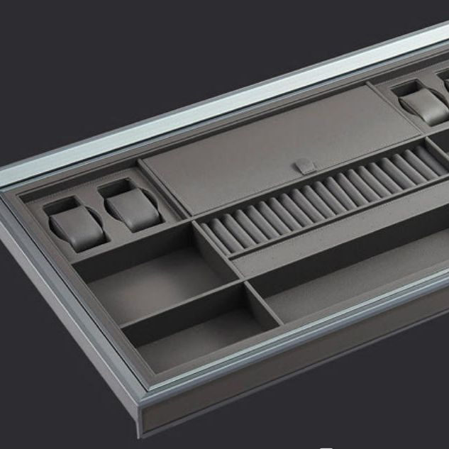 Wardrobe Jewelry Organizer Drawer Pull out Leather Aluminum Frame