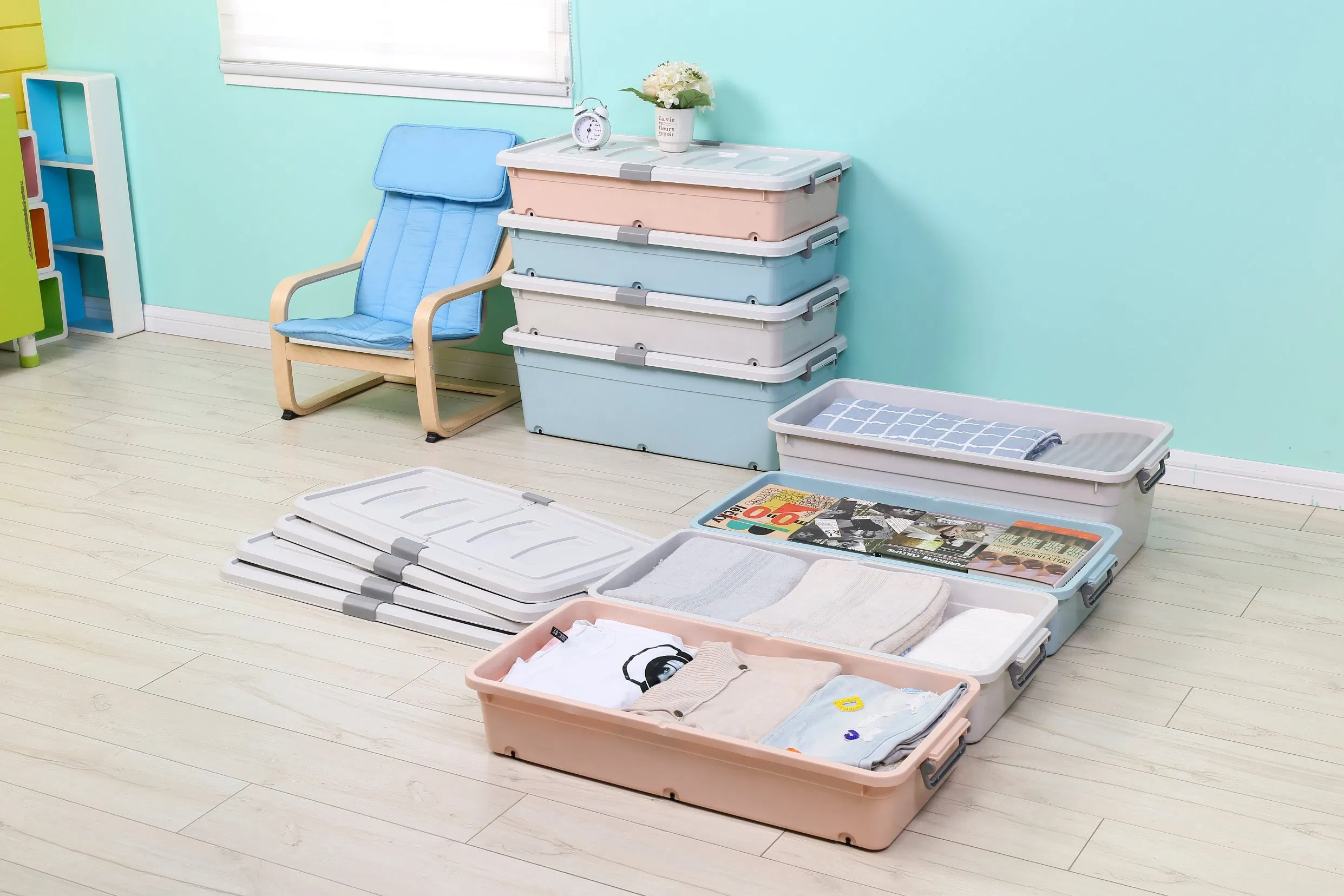 Househeld Plastic Under Bed Storage Container for Organizing