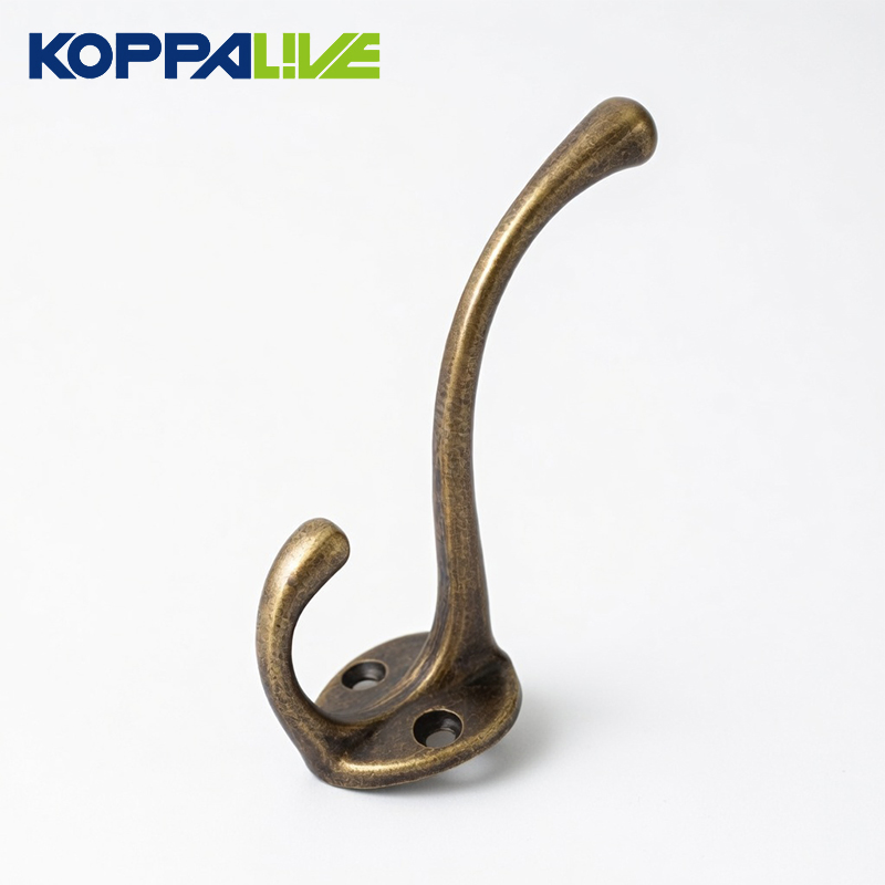 Koppalive Brass Coat Hooks Rustic Style Door Mount Hanger for Clothes, Hats Bathroom &amp; Wardrobe Wall Mounted Double Hook