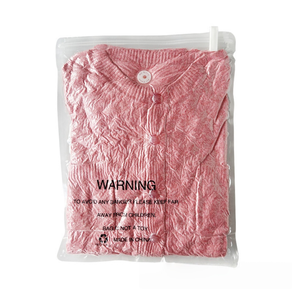 Customed Eco-Friendly Printing Warning Vacuum Plastic Clothes Packaging Storage Bag Space Saving Compression Storage Bags Reusable Bags for Clothes Travel