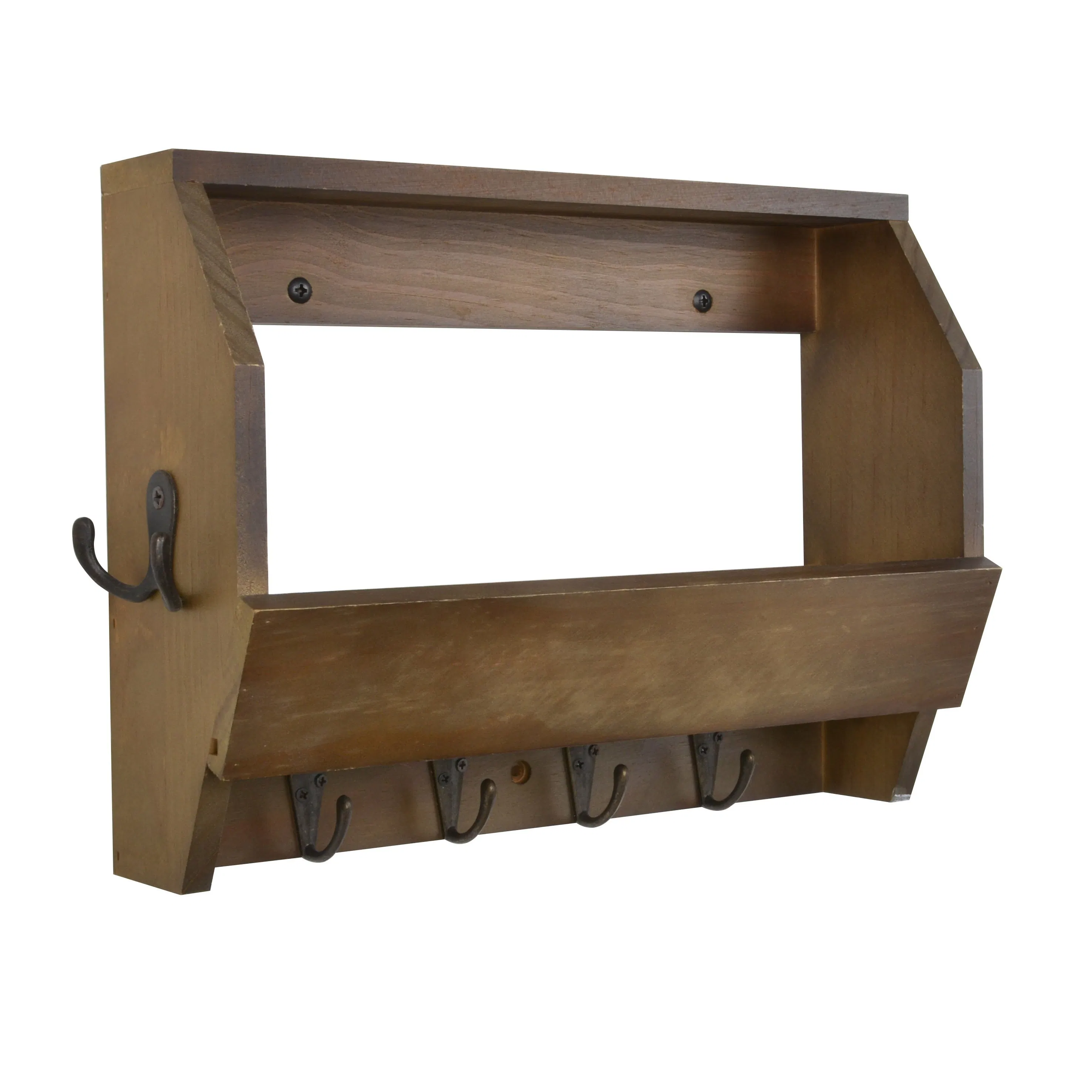 Wall Mounted Wooden Hanging Coat Hooks Walnut Storage Rack Floating Shelf for Livingroom Kitchen