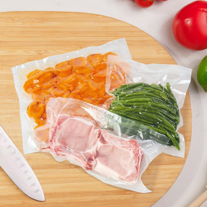 BPA Free Nylon Compostable Biodegradable 3 Side Seal Flat Retort Pouch Embossed Vacuum Storage Bag for Meat Frozen Food