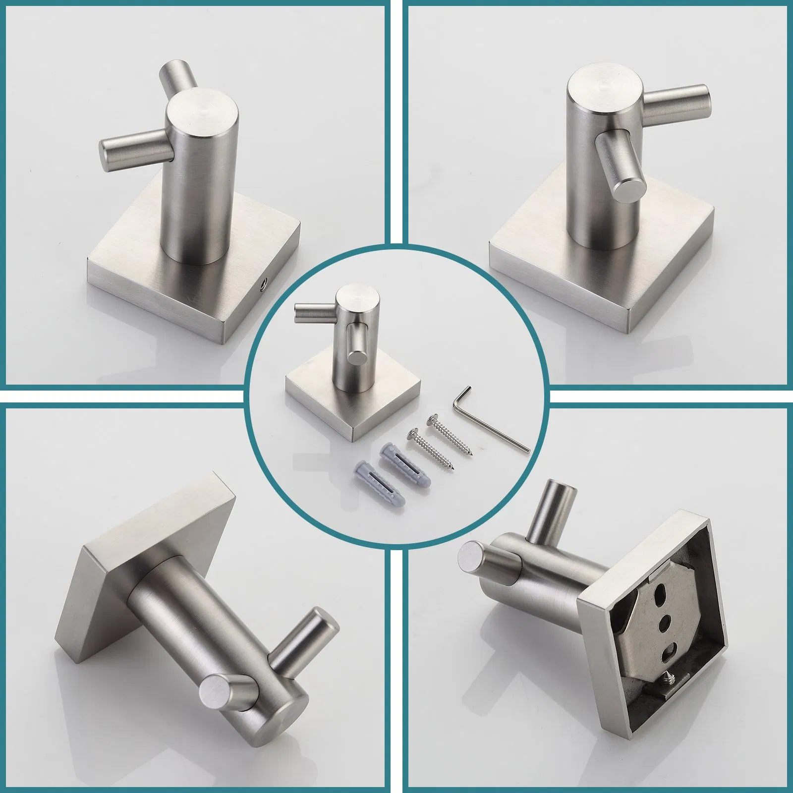 Hotel Brushed Nickel Wall Mounted Clothes Hook Stainless Steel Bathrobe Towel Hook