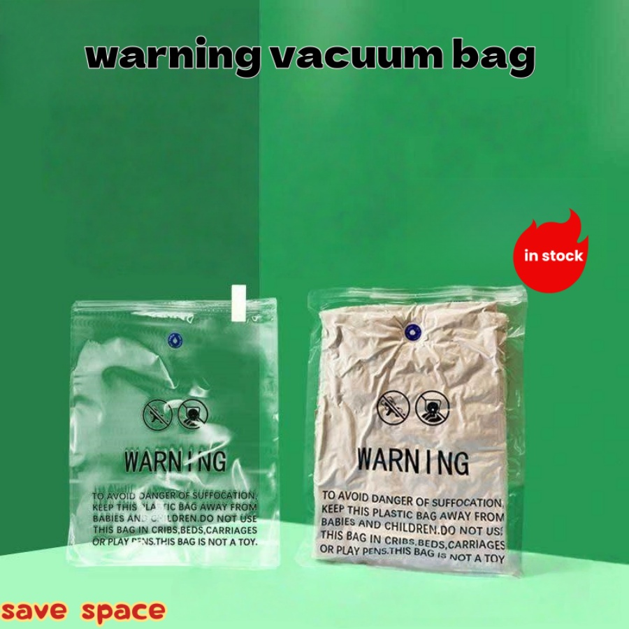 Customed Eco-Friendly Printing Warning Vacuum Plastic Clothes Packaging Storage Bag Space Saving Compression Storage Bags Reusable Bags for Clothes Travel