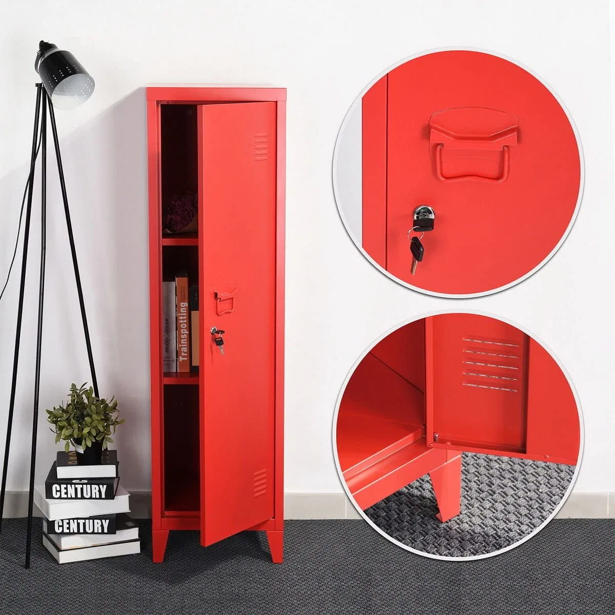 Office File Storage Metal Cabinet 3 Door 3-in-1 Cupboard Locker Organizer Console Stand