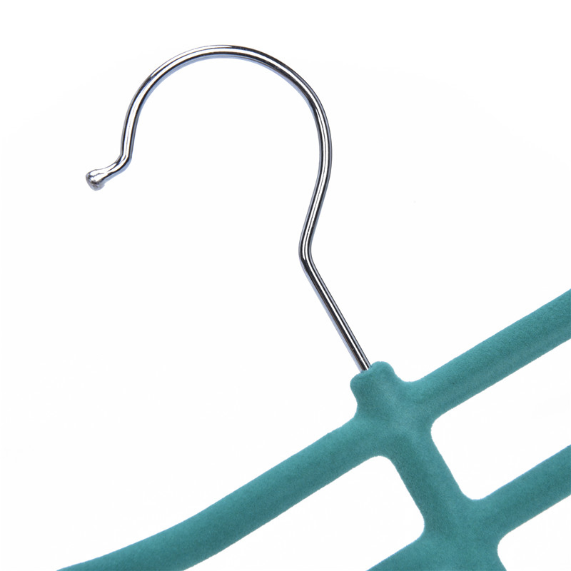 Cheap Plastic Coat Garment Hanger Velvet Flock Tie Belt Hanger for Saving Space