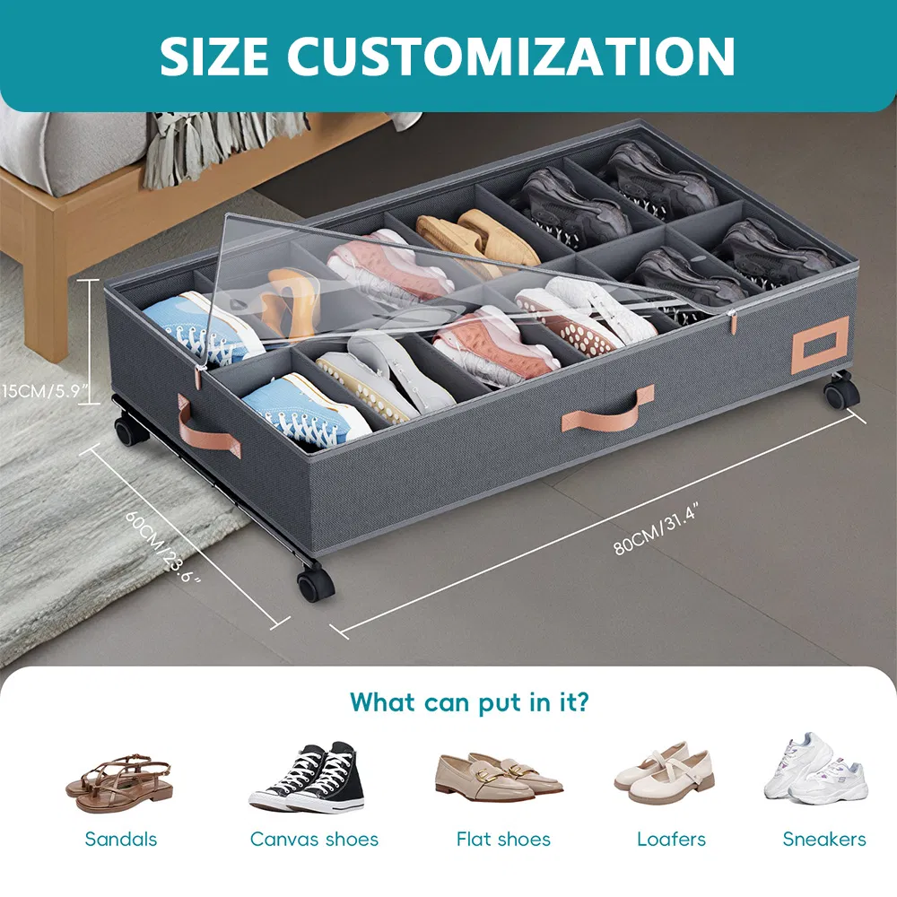 Under Bed Storage Containers with Wheels Clear Lids with Handles Space Saving