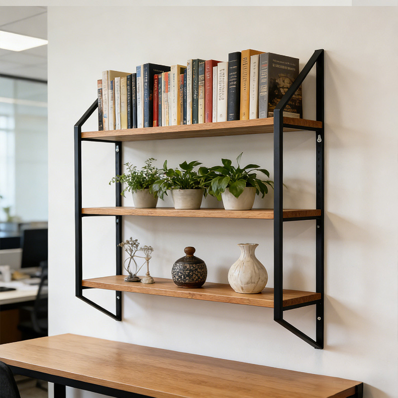 Stylish Wall Storage Rack Floating Bathroom Shelf Wall-Mounted Wooden Storage Shelf for Living Room Organization