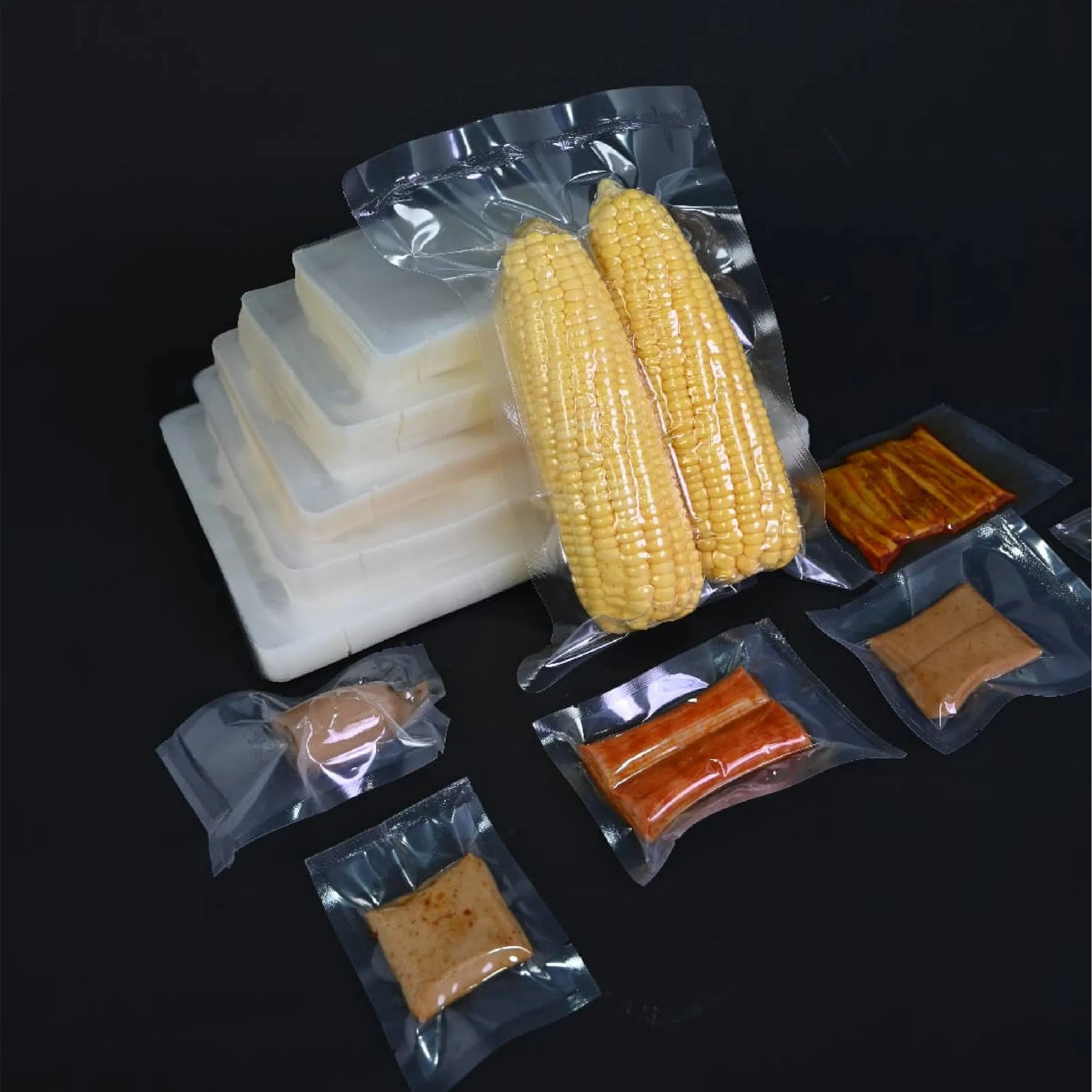 Plastic Hot Seal Food Packaging Vacuum Bags Three-Side Seal Bags Leakproof Zip Lock Fresh-Keeping Mylar Bags for Meat Seafood Freezer Storage Bag Sealer