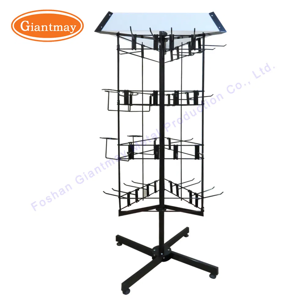 3 Sided Triangle Metal Wire Spinner Rotating Shoes and Hats Floor Display Rack