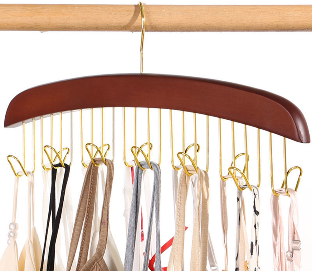 Wooden Tie/Belt/Scarf Hangers with Metal Hooks Made of Solid Wood in Natural/Dark Finish