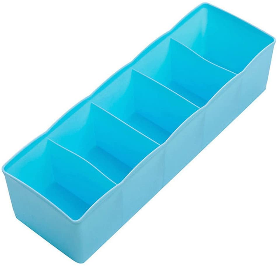 5 Cells Plastic Dividers of Drawer for Underwear, Office, Bathroom &amp; Crafts