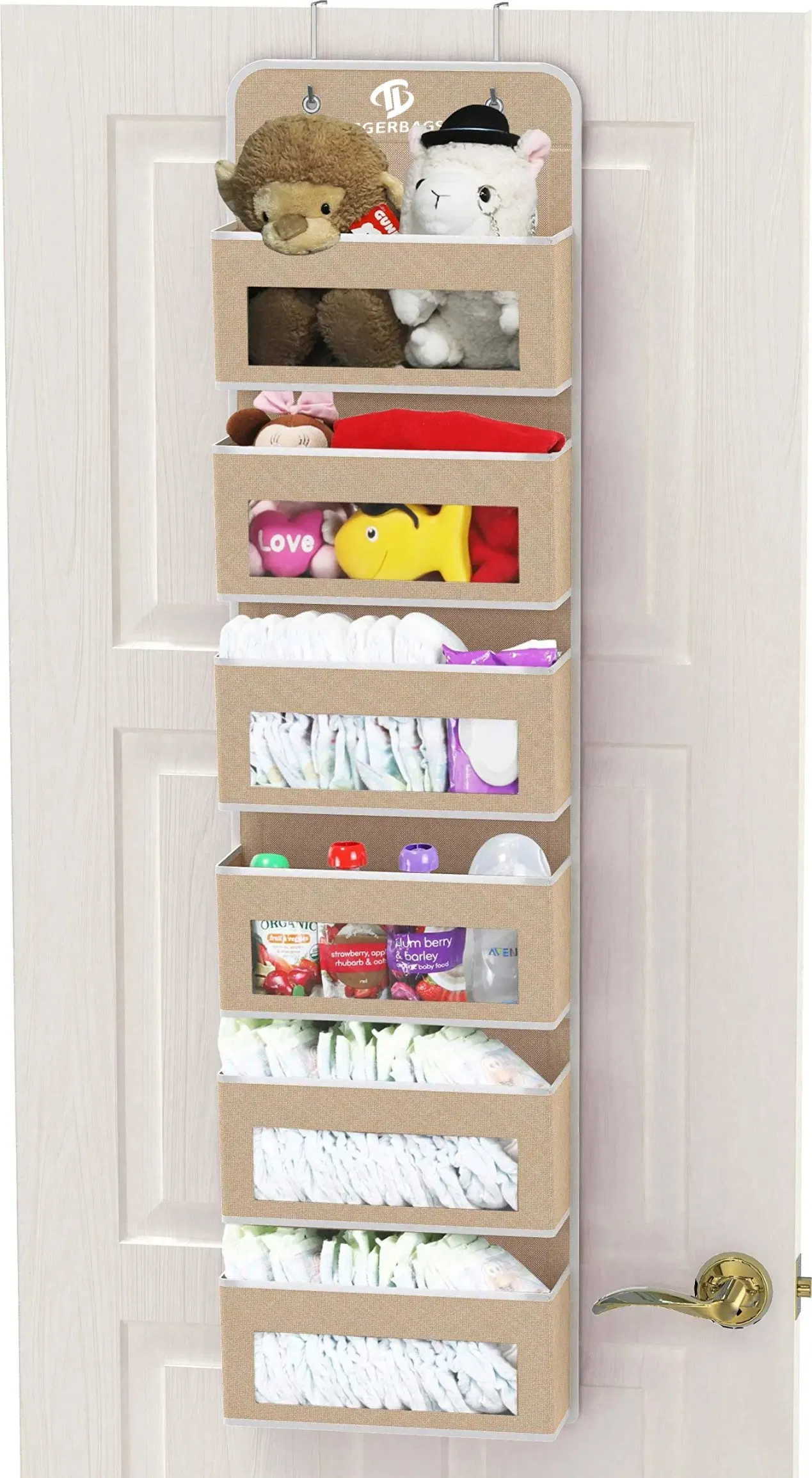 Customizable Door/Wall Mount Houseware 6 Clear Window Pocket Organizer