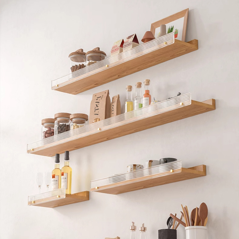 Modern Design Floating Solid Wood Wooden Wall Book Shelf for Study