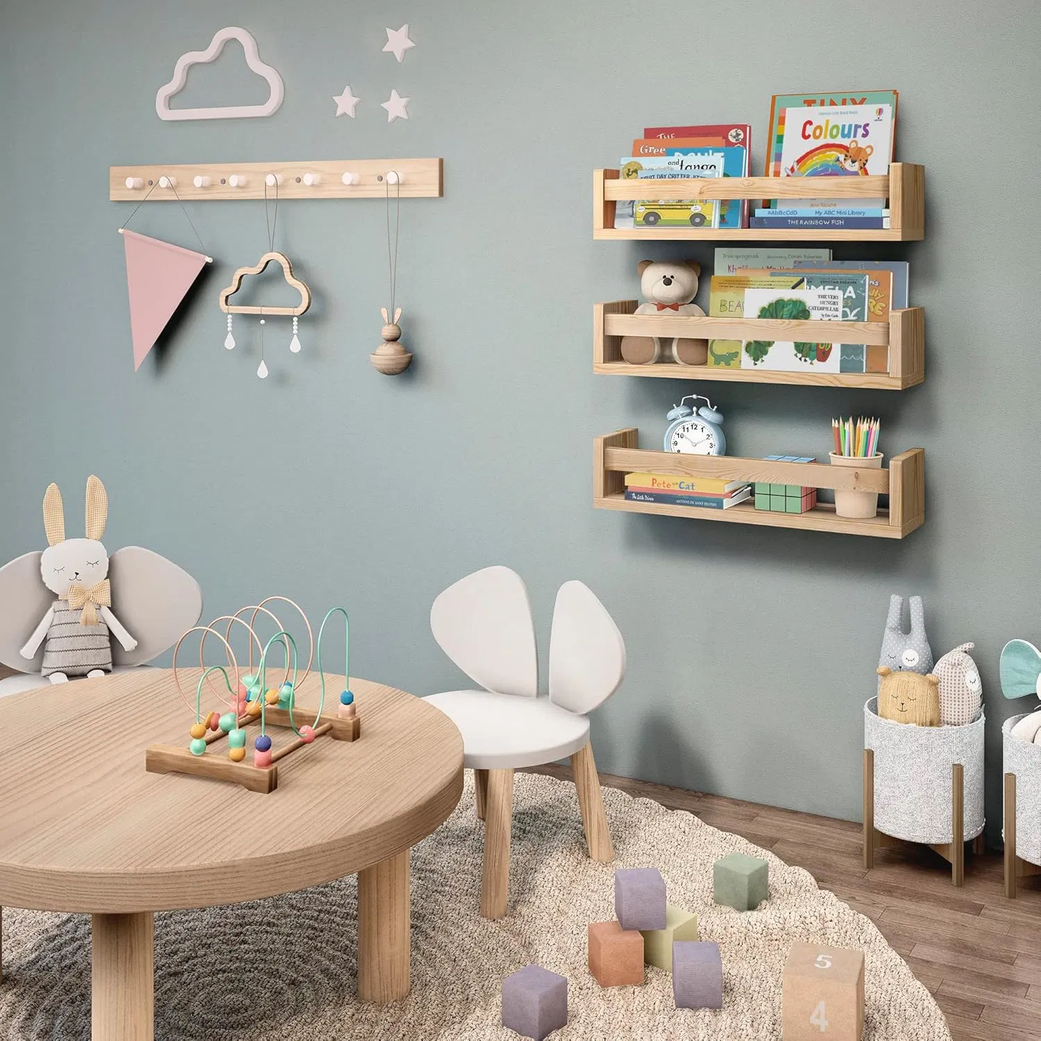Stylish Floating Nursery Bookshelves Set for Kids' Rooms