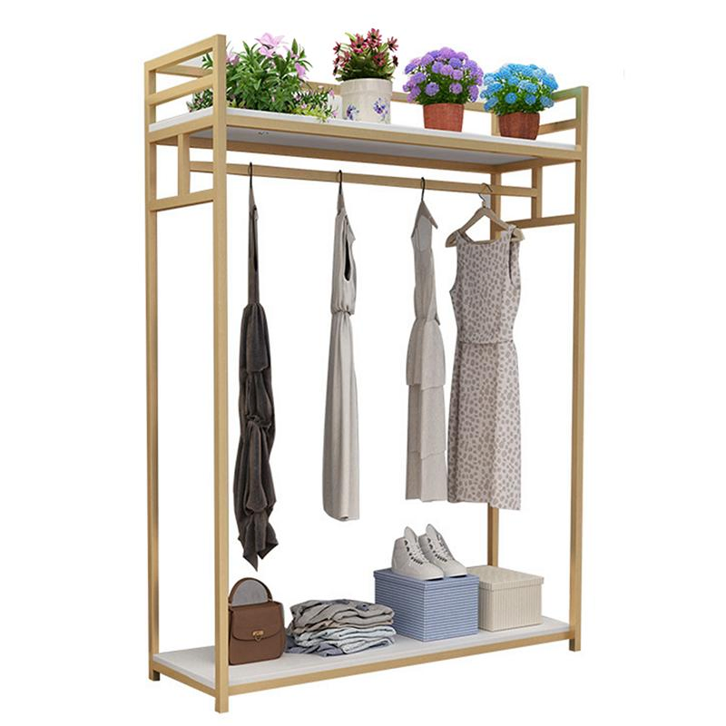 Fashion Clothing Store Floor-Standing Garments Shop Golden Hat Coat Bag Storage Shelf Children's Shoes Wall Hanging Display Rack