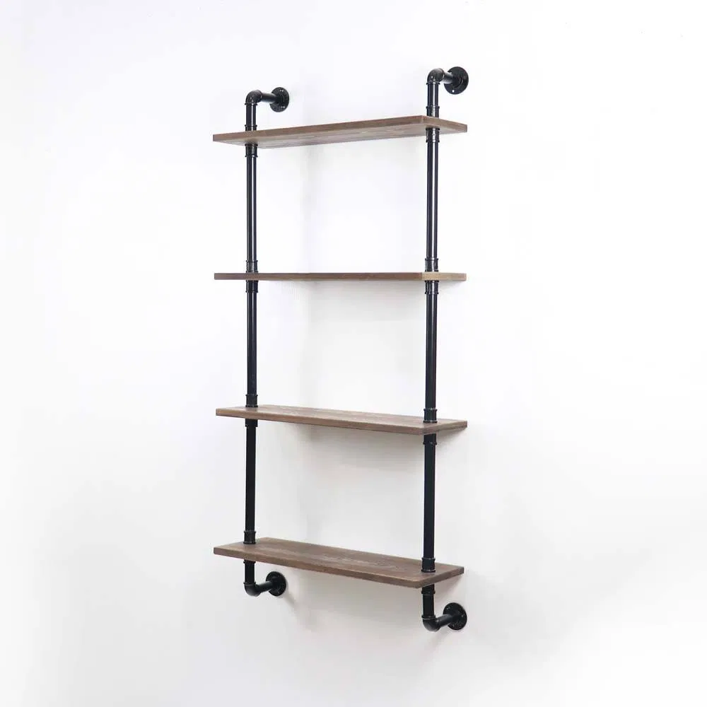 4 Tier DIY Industrial Pipe Shelf Bracket Retro Wall Mount Iron Pipe Shelf Floating Bracket Bookshelf